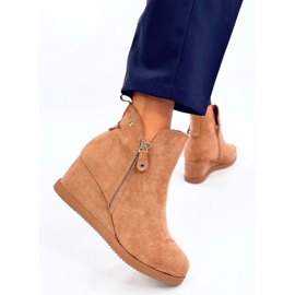 Bottines compensées en daim Paxten Camel beige 4