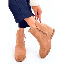 Bottines compensées en daim Paxten Camel beige 2