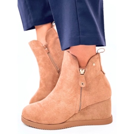 Bottines compensées en daim Paxten Camel beige 3