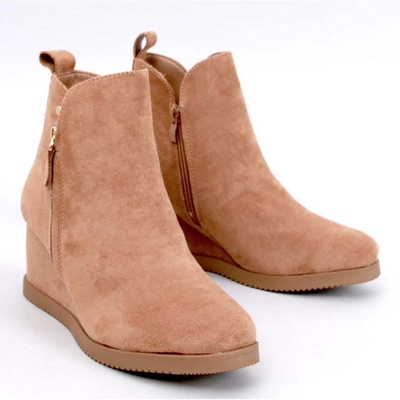 Bottines compensées en daim Paxten Camel beige 1