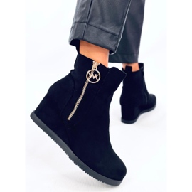 Vavin Bottines compensées noires avec fermeture éclair dorée le noir 4