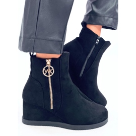 Vavin Bottines compensées noires avec fermeture éclair dorée le noir 3
