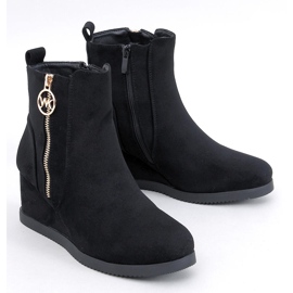 Vavin Bottines compensées noires avec fermeture éclair dorée le noir 1