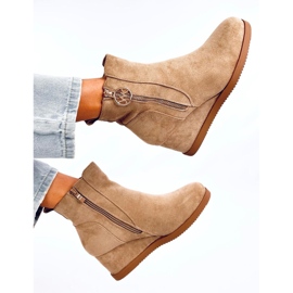 Bottines compensées Vavin Kaki avec zip doré beige 5
