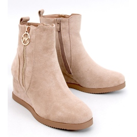 Bottines compensées Vavin Kaki avec zip doré beige 1