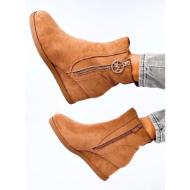 Bottines compensées Vavin Camel avec zip doré beige 5