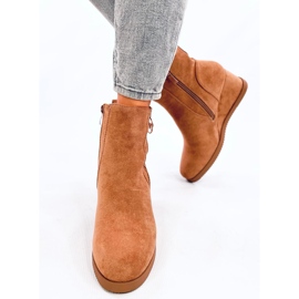 Bottines compensées Vavin Camel avec zip doré beige 2