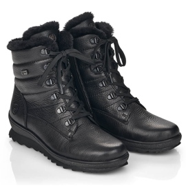 Bottines isolées en cuir noir pour femme Remonte R8480-01 le noir 3