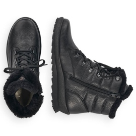 Bottines isolées en cuir noir pour femme Remonte R8480-01 le noir 4