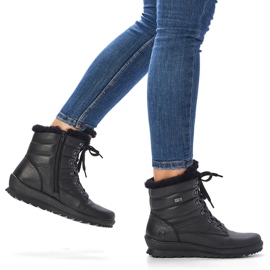 Bottines isolées en cuir noir pour femme Remonte R8480-01 le noir 5