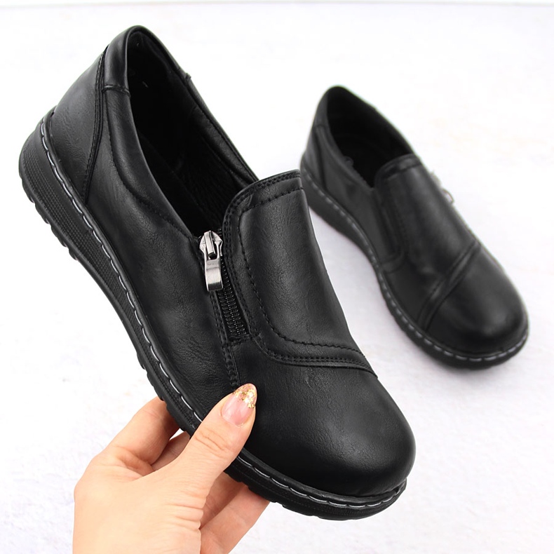 Chaussures surélevées confortables pour femmes, noires Potocki 90308 1