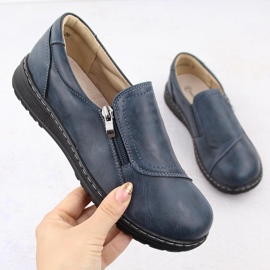 Chaussures surélevées confortables pour femmes, bleu marine Potocki 90308 1