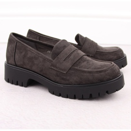 Mocassins femme en daim, gris Potocki 12437 2