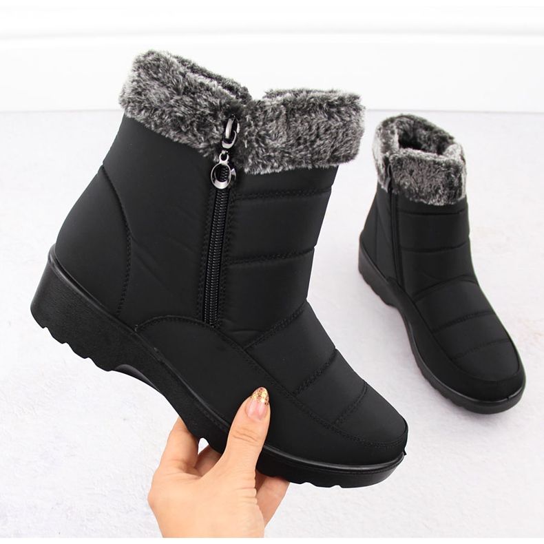 Bottes de neige femme avec fourrure, noir, Vinceza 86231 1