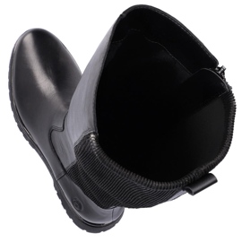Bottines en cuir à tige élastique pour femme, noires Remonte D1B71-01 1