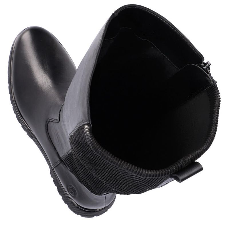 Bottines en cuir à tige élastique pour femme, noires Remonte D1B71-01 1