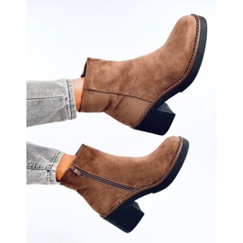 Bottines à talon large en daim Eliza Kaki beige 1