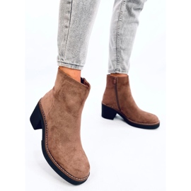 Bottines à talon large en daim Eliza Kaki beige 4