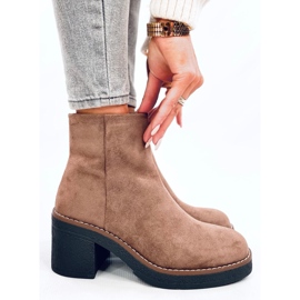 Bottines à talon large en daim Eliza Kaki beige 5