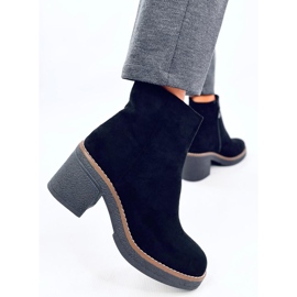Eliza Bottines en daim noir à talon large le noir 1