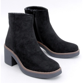 Eliza Bottines en daim noir à talon large le noir 3