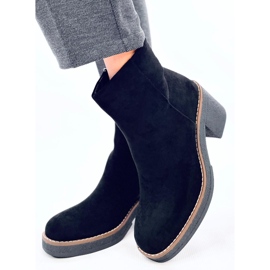 Eliza Bottines en daim noir à talon large le noir 5