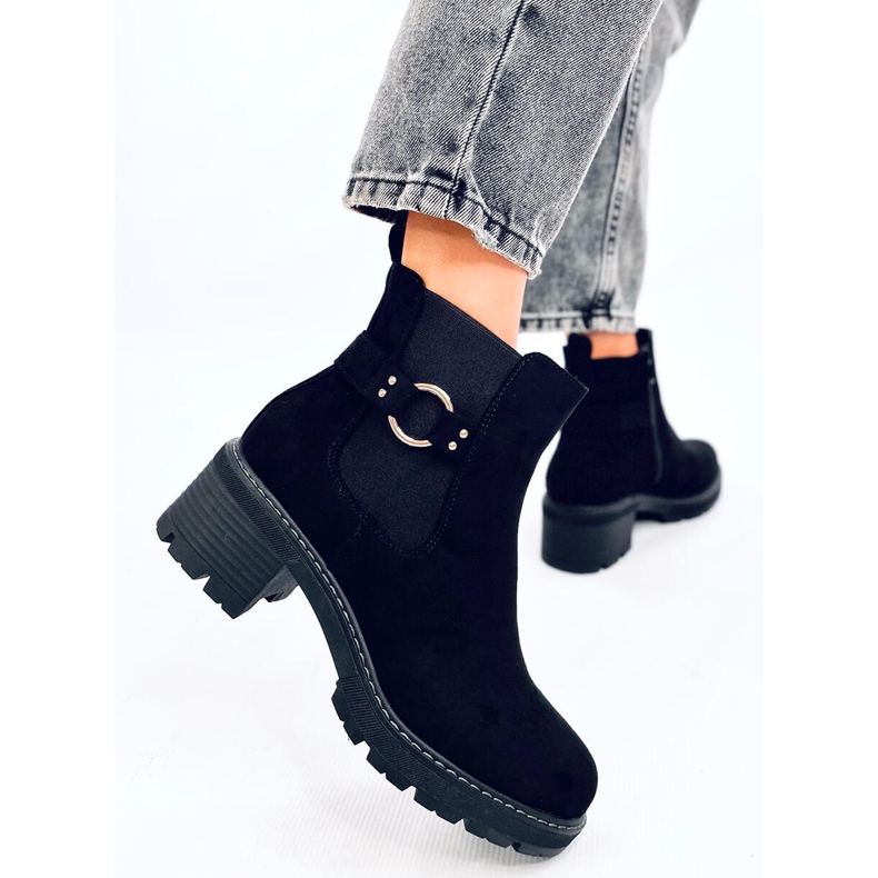 Airon Bottines Chelsea à talons bas noires 2