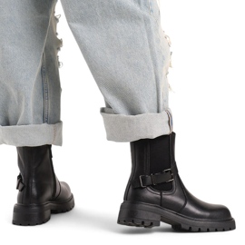 Bottines femme en cuir avec boucle, noir Sergio Leone TR719-S le noir 1 Bottines femme en cuir avec boucle, noir Sergio Leone TR719-S le noir 1