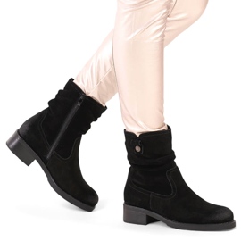 Bottines en cuir suédé noir pour femmes de Sergio Leone BT355-S le noir 2 Bottines en cuir suédé noir pour femmes de Sergio Leone BT355-S le noir 2