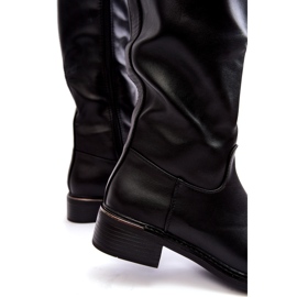 Diamantique Des bottes à thèmes plates pour femmes devant le genou du genou noir 4