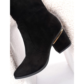 Bottines femme en daim noir sur le poteau le noir 4