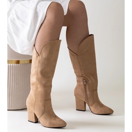 Bottines Amare à talons beiges 2