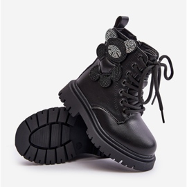 Bottines fille isolées avec ours en peluche et fermeture éclair, Noir Relobia 2