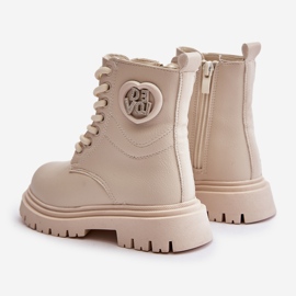 Bottines fille Evaliraea beiges avec doublure en fourrure et fermeture éclair 2