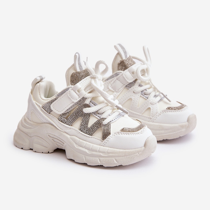 Baskets enfant avec strass, blanc Rianalla blanche 1