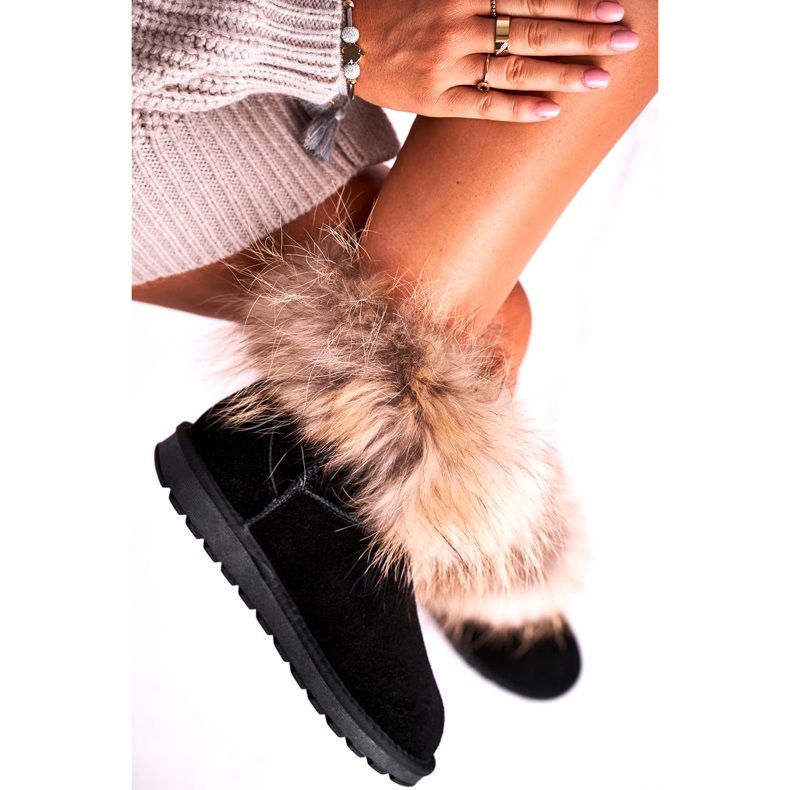 Bottes De Neige En Cuir Mukluki Pour Femmes Avec Fourrure Snow Fox Noir 2