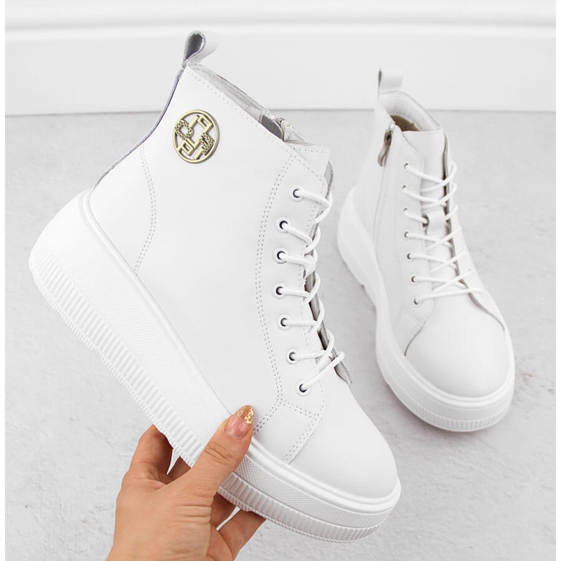 Bottines en cuir blanc pour femme sur la plateforme par Filippo DBT6374 1