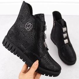 Bottines femme en cuir noir sur plateforme par Filippo DBT6360 le noir 1
