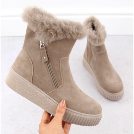 Bottines en cuir pour femme en daim beige avec fourrure Filippo DBT6484 1