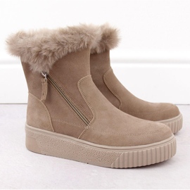 Bottines en cuir pour femme en daim beige avec fourrure Filippo DBT6484 2