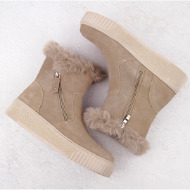 Bottines en cuir pour femme en daim beige avec fourrure Filippo DBT6484 3