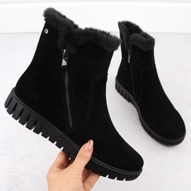 Bottines en cuir pour femme en daim noir avec fourrure Filippo DBT6362 le noir 1