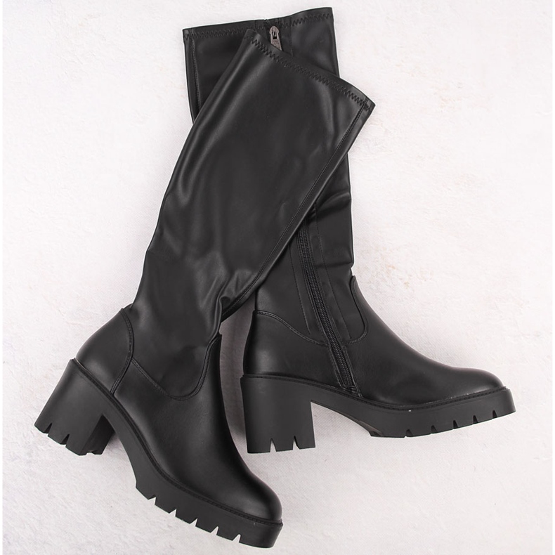Bottes isolées à talons hauts et à plateforme pour femme, noir Vinceza 58332 1