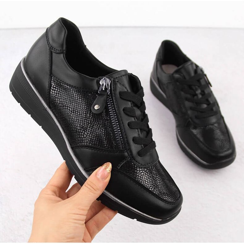 Filippo DP6633 chaussures de sport noires avec fermeture éclair 1
