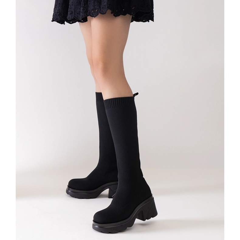 Bottes noires à tige flexible par Nimrod le noir 1