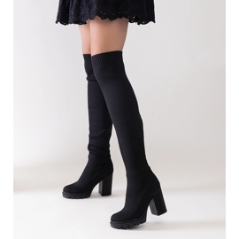 Bottines longues à talons hauts noires Lija le noir 1