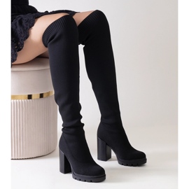 Bottines longues à talons hauts noires Lija le noir 2