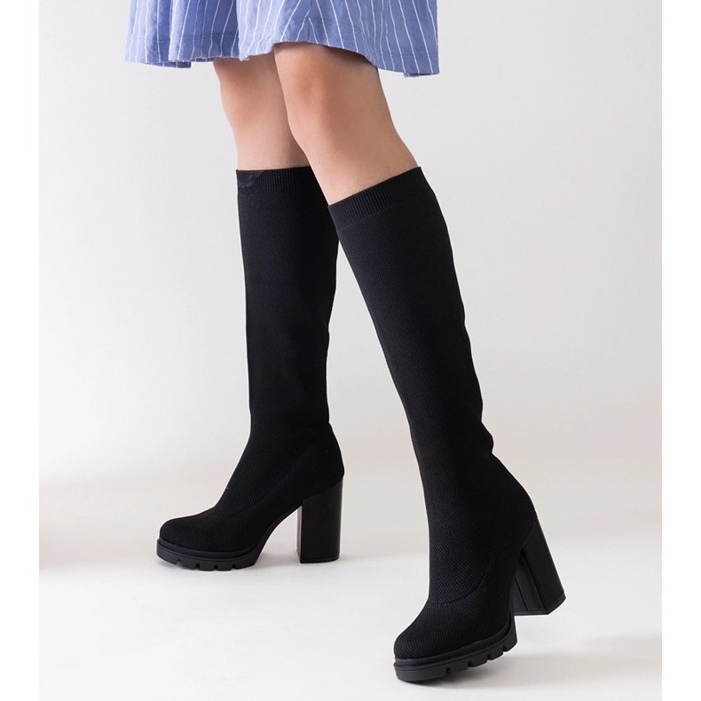 Bottines à enfiler à talons hauts noires Saria le noir 1