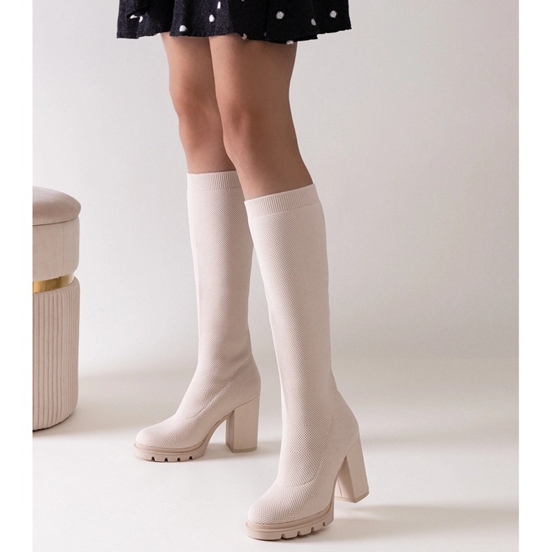 Bottines à talons hauts Saria beiges 1