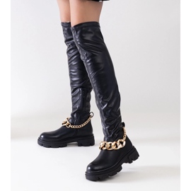 Bottines plates noires avec chaîne d'Aruen le noir 1